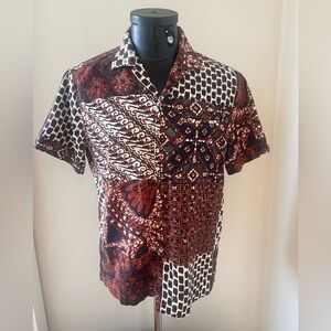 Wallace & Barnes Brown Print shirt Size M